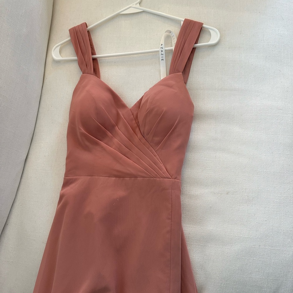 Azazie Backless Dress in champagne rose